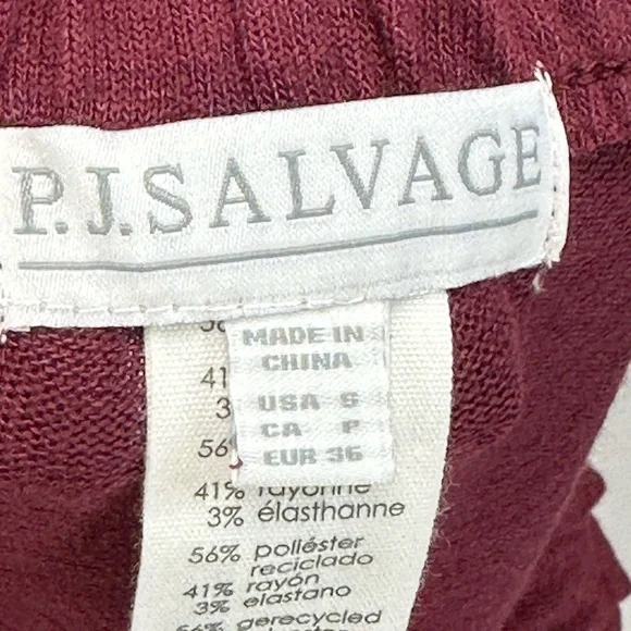 PJ Salvage Elastic Waist Lounge Sleep Pants - Port Wine Red - RIRLP - Picture 6 of 9